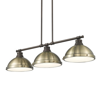 Yep by Golden Lighting Duncan 3-light Island Light in Rubbed Bronze and Aged Brass shade (36|3602-3LP RBZ-AB)