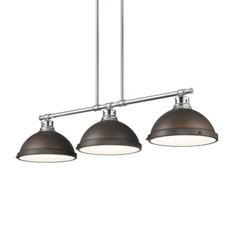 Yep by Golden Lighting Duncan 3-light Island Light in Chrome and Rubbed Bronze shade (36|3602-3LP CH-RBZ)