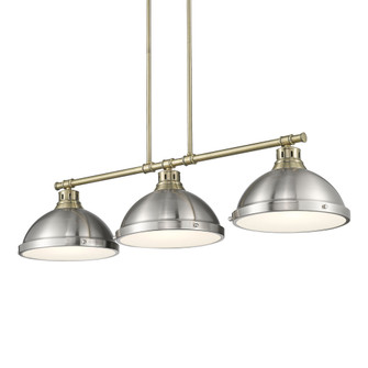 Yep by Golden Lighting Duncan 3-light Island Light in Aged Brass and Pewter shade (36|3602-3LP AB-PW)