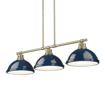 Yep by Golden Lighting Duncan 3-light Island Light in Aged Brass and Navy Blue shade (36|3602-3LP AB-NVY)
