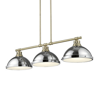 Yep by Golden Lighting Duncan 3-light Island Light in Aged Brass and Chrome shade (36|3602-3LP AB-CH)