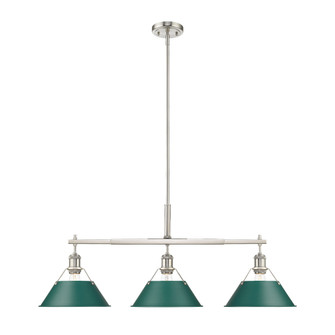 Yep by Golden Lighting Orwell 3-light Island Light in Pewter and Pine Green shade (36|3306-LP PW-GN)