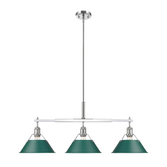 Yep by Golden Lighting Orwell 3-light Island Light in Chrome and Pine Green shade (36|3306-LP CH-GN)