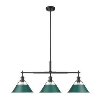Yep by Golden Lighting Orwell 3-light Island Light in Matte Black and Pine Green shade (36|3306-LP BLK-GN)