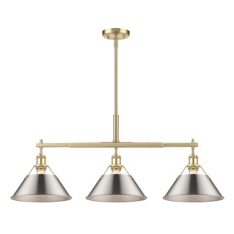 Yep by Golden Lighting Orwell 3-light Island Light in Brushed Champagne Brass and Pewter shade (36|3306-LP BCB-PW)