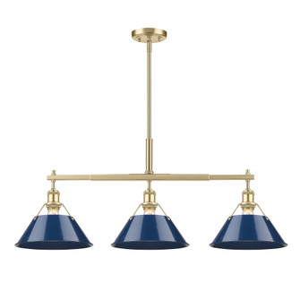 Yep by Golden Lighting Orwell 3-light Island Light in Brushed Champagne Brass and Navy Blue shade (36|3306-LP BCB-NVY)