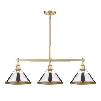 Yep by Golden Lighting Orwell 3-light Island Light in Brushed Champagne Brass and Chrome shade (36|3306-LP BCB-CH)