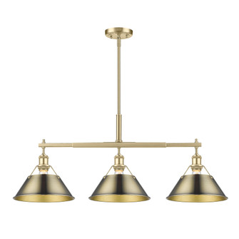 Yep by Golden Lighting Orwell 3-light Island Light in Brushed Champagne Brass and Aged Brass shade (36|3306-LP BCB-AB)