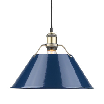Yep by Golden Lighting Orwell 1-light 14in Pendant in Aged Brass and Navy Blue shade (36|3306-L AB-NVY)
