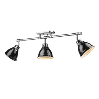 Yep by Golden Lighting Duncan 3-light Semi-Flush Mount in Chrome and Black shade (36|3602-3SF CH-BK)