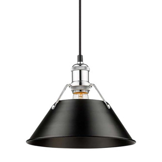 Yep by Golden Lighting Orwell 1-light 10in Pendant in Chrome and Matte Black shade (36|3306-M CH-BLK)