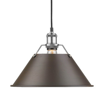 Yep by Golden Lighting Orwell 1-light 14in Pendant in Pewter and Rubbed Bronze shade (36|3306-L PW-RBZ)