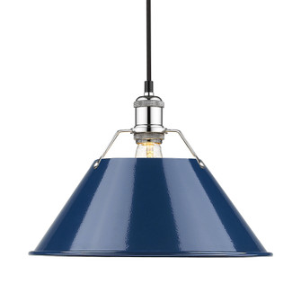 Yep by Golden Lighting Orwell 1-light 14in Pendant in Chrome and Navy Blue shade (36|3306-L CH-NVY)