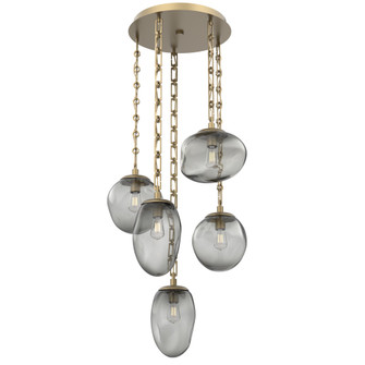 Cosmos Round 5pc Multi-Pendant with Chain (Bulb) (1289|CNB0065-05-GB-S-CH3-E2)