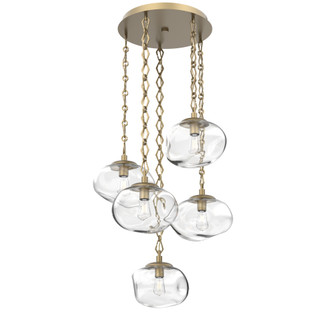 Nova Round 5pc Multi-Pendant with Chain (Bulb) (1289|CNB0064-05-GB-C-CH1-E2)