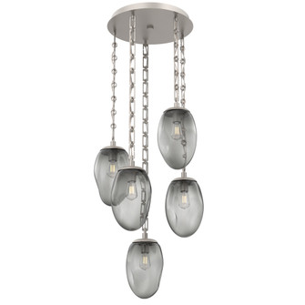 Meteo Round 5pc Multi-Pendant with Chain (Bulb) (1289|CNB0063-05-BS-S-CH3-E2)