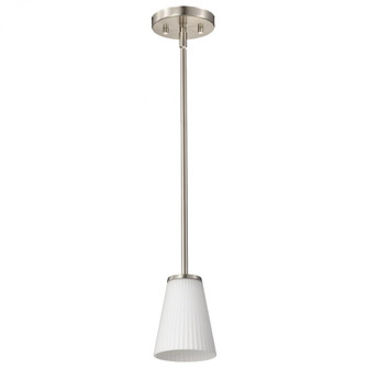 Royale; Mini Pendant; Brushed Nickel Finish; Ribbed White Glass (81|60/8737)