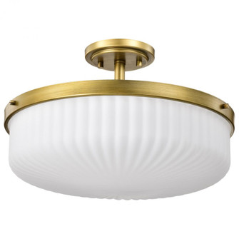 Solara; Semi Flush Mount; Natural Brass Finish; Frosted Ribbed Glass (81|60/8667)