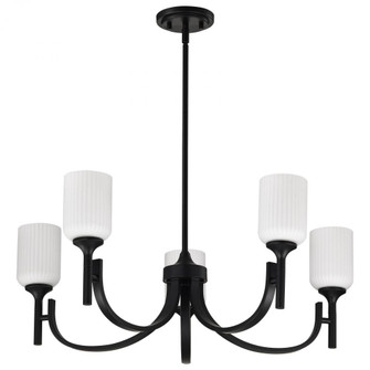 Solara; 5 Light Chandelier; Matte Black Finish; Frosted Ribbed Glass (81|60/8650)