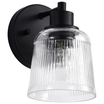 Grayson; 1 Light Vanity; Matte Black Finish; Clear Ribbed Glass (81|60/8601)