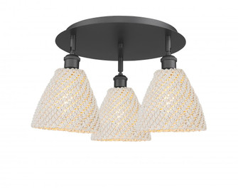 Bristol Natural - 3 Light - 8 inch - Matte Black - Semi-Flush Mount (3442|516-3C-BK-NBD-75-NAT)