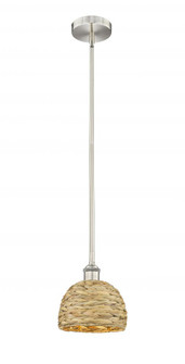 Woven Rattan - 1 Light - 8 inch - Satin Nickel - Mini Pendant (3442|616-1S-SN-RBD-8-NAT)