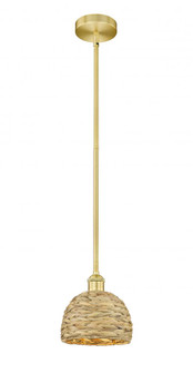 Woven Rattan - 1 Light - 8 inch - Satin Gold - Mini Pendant (3442|616-1S-SG-RBD-8-NAT)