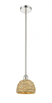 Woven Rattan - 1 Light - 8 inch - Polished Nickel - Mini Pendant (3442|616-1S-PN-RBD-8-NAT)