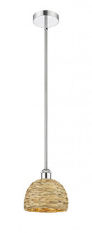 Woven Rattan - 1 Light - 8 inch - Polished Chrome - Mini Pendant (3442|616-1S-PC-RBD-8-NAT)