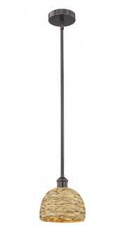 Woven Rattan - 1 Light - 8 inch - Oil Rubbed Bronze - Mini Pendant (3442|616-1S-OB-RBD-8-NAT)