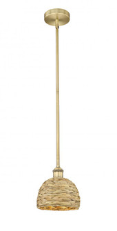 Woven Rattan - 1 Light - 8 inch - Brushed Brass - Mini Pendant (3442|616-1S-BB-RBD-8-NAT)