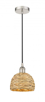 Woven Rattan - 1 Light - 8 inch - Polished Nickel - Mini Pendant (3442|616-1P-PN-RBD-8-NAT)