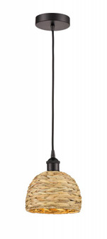 Woven Rattan - 1 Light - 8 inch - Oil Rubbed Bronze - Mini Pendant (3442|616-1P-OB-RBD-8-NAT)