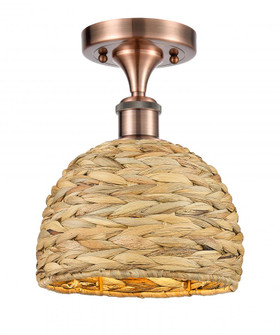 Woven Rattan - 1 Light - 8 inch - Antique Copper - Semi-Flush Mount (3442|616-1F-AC-RBD-8-NAT)