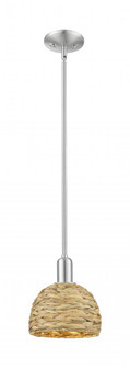 Woven Rattan - 1 Light - 8 inch - Satin Nickel - Mini Pendant (3442|716-1S-SN-RBD-8-NAT)