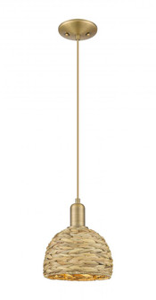 Woven Rattan - 1 Light - 8 inch - Brushed Brass - Mini Pendant (3442|716-1P-BB-RBD-8-NAT)