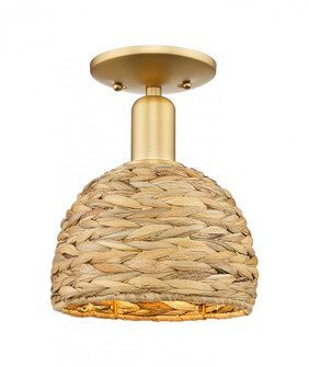 Woven Rattan - 1 Light - 8 inch - Satin Gold - Semi-Flush Mount (3442|716-1C-SG-RBD-8-NAT)