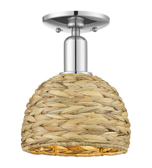 Woven Rattan - 1 Light - 8 inch - Polished Chrome - Semi-Flush Mount (3442|716-1C-PC-RBD-8-NAT)