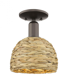 Woven Rattan - 1 Light - 8 inch - Oil Rubbed Bronze - Semi-Flush Mount (3442|716-1C-OB-RBD-8-NAT)