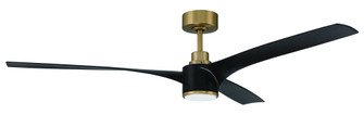 Phoebe 60'' 3-Blade Ceiling Fan in Flat Black/Satin Brass w/ Flat Black Blades; Light Kit Include (20|PHB60FBSB3-NWF)