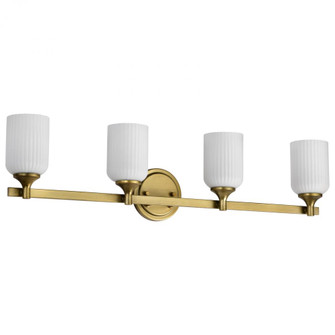 Solara; 4 Light Vanity; Natural Brass Finish; Frosted Ribbed Glass (81|60/8664)
