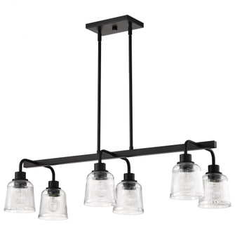 Grayson; 6 Light Island Pendant; Matte Black Finish; Clear Ribbed Glass (81|60/8610)