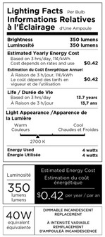 B11 CLEAR 4W 350LM 2700K (7725|VB10007A)