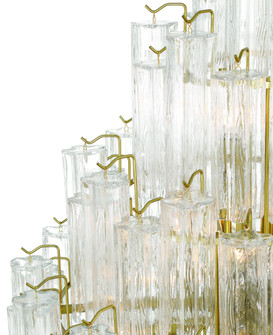 Sophia 29 Light Foyer, Brass with Clear Tronchi Style Glassware (12|AC12104BR)