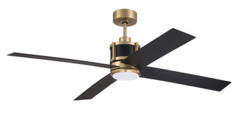 Gregory 56'' 4-Blade Ceiling Fan in Satin Brass w/ Flat Black/Black Walnut Blades (20|GRG56SBFB4-NWF)