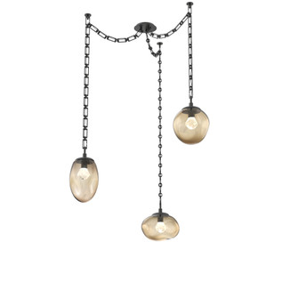 Cosmos Round 3pc Swag Multi-Pendant Chain (LED) (1289|SNB0069-03-MB-ZB-CH3-L3)