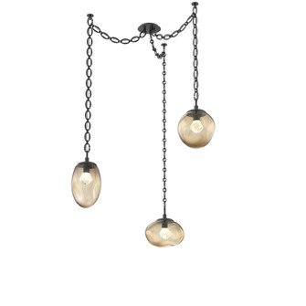 Cosmos Round 3pc Swag Multi-Pendant Chain (LED) (1289|SNB0069-03-MB-ZB-CH2-L3)