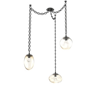 Cosmos Round 3pc Swag Multi-Pendant Chain (LED) (1289|SNB0069-03-MB-ZA-CH2-L3)