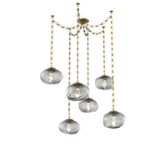 Nova Round 6pc Swag Multi-Pendant Chain (LED) (1289|SNB0068-06-GB-GS-CH3-L1)