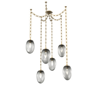 Meteo Round 6pc Swag Multi-Pendant Chain (LED) (1289|SNB0067-06-GB-GS-CH3-L1)